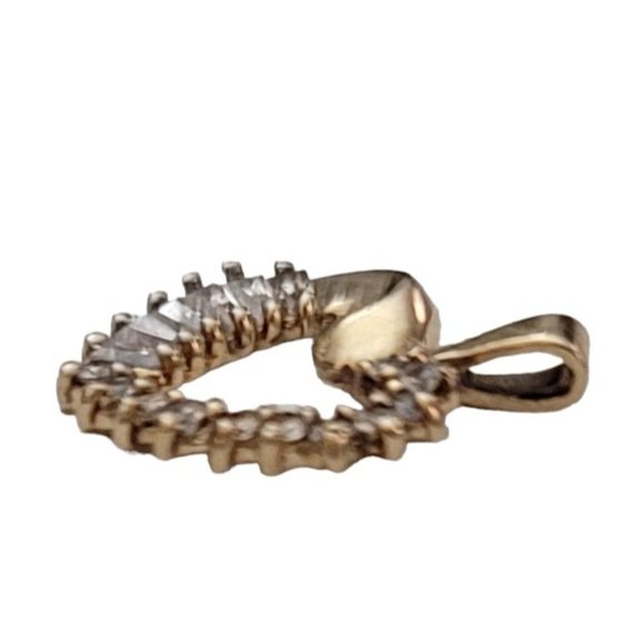 10K Yellow Gold Clear Cubic Zirconia Heart Pendant K847 - Picture 3 of 9